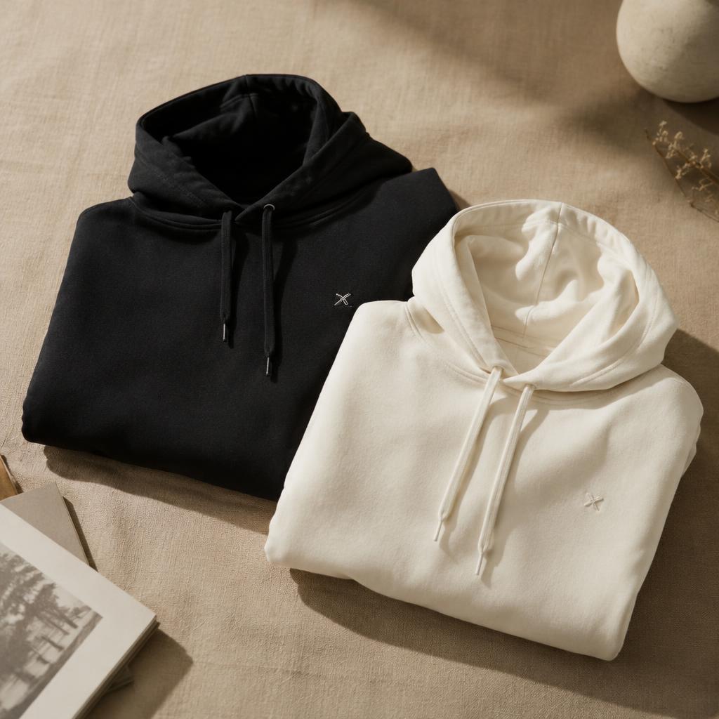 Black and off-white hoodies from The First 100